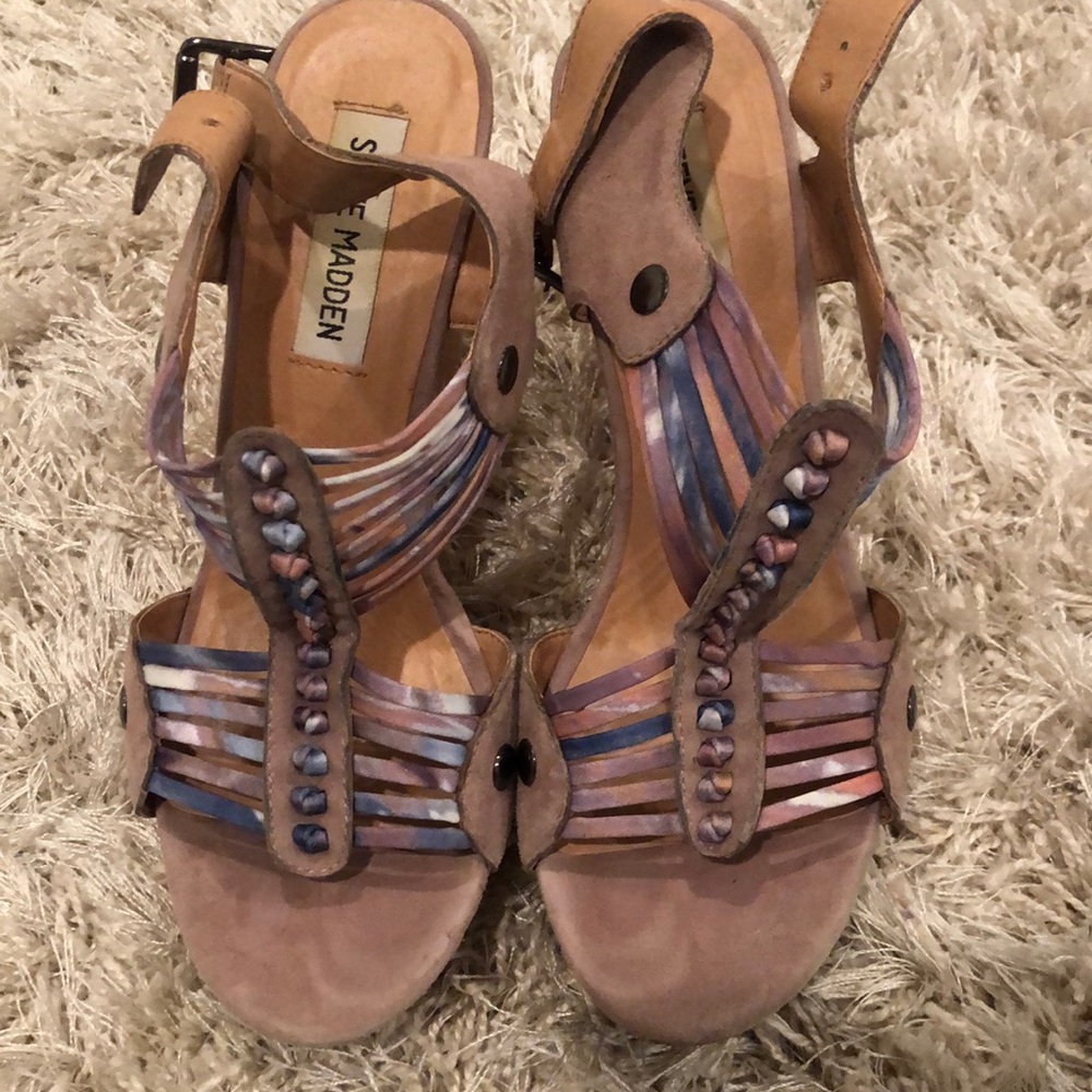 Steve Madden Multicolor Pastel Strappy Wedge Sandals